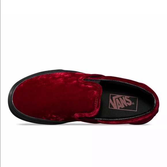 Just In NWT Vans Red Oxblood Crush Velvet Slip on - Picture 8 of 8